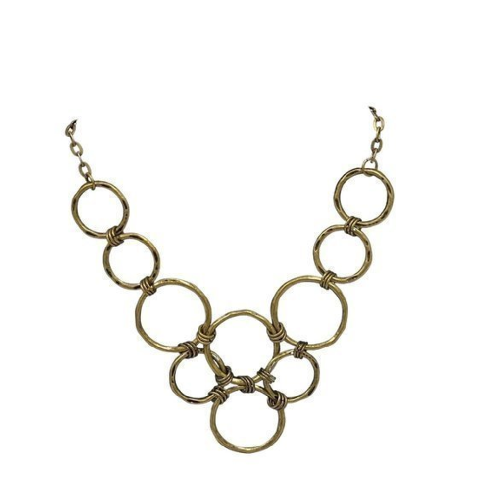 Premier Designs‎ Madrid Circle Gold Tone Statement Collar Bib Necklace